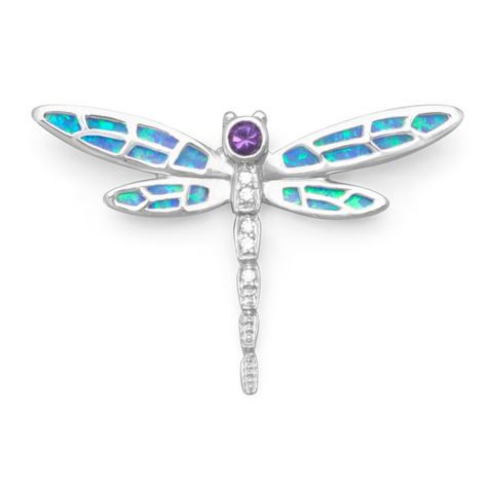 3 pcs Synthetic Opal and CZ Dragonfly Slide
